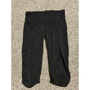 F33 Athleta Black Workout Capri Pants Side Pockets Athletic Leggings Small